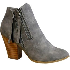 Journee Collection "Vally" Grey Vegan Leather Ankle Boots